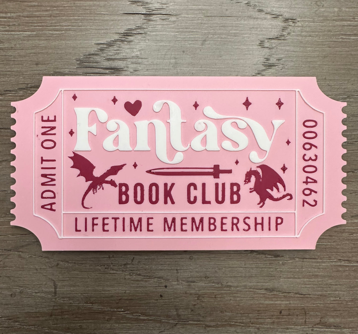Fantasy Book Club Lifetime Membership Ticket Sign β Bookish Decor