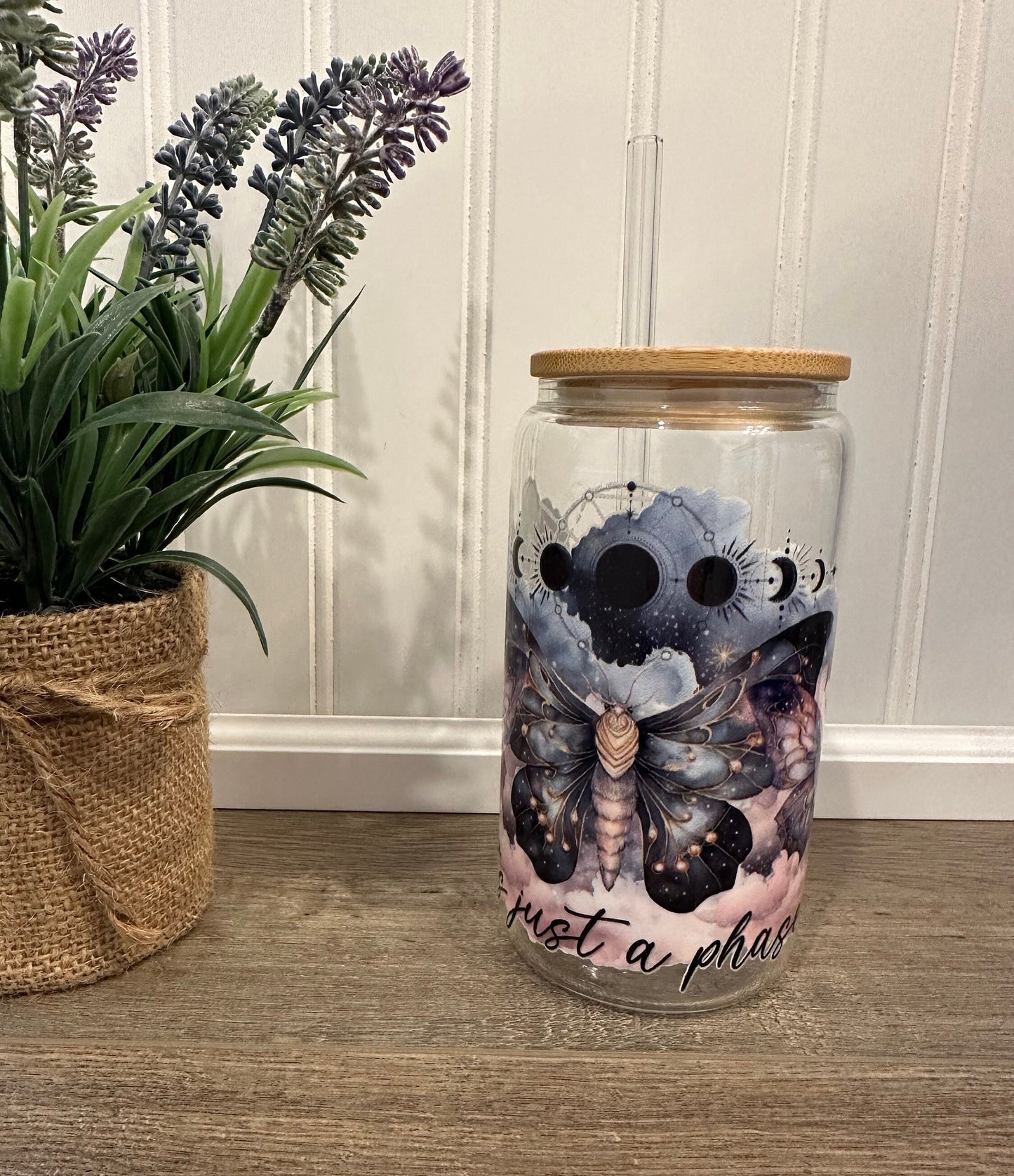 It’s Just a Phase Glass Can Tumbler, Custom Glass Tumbler