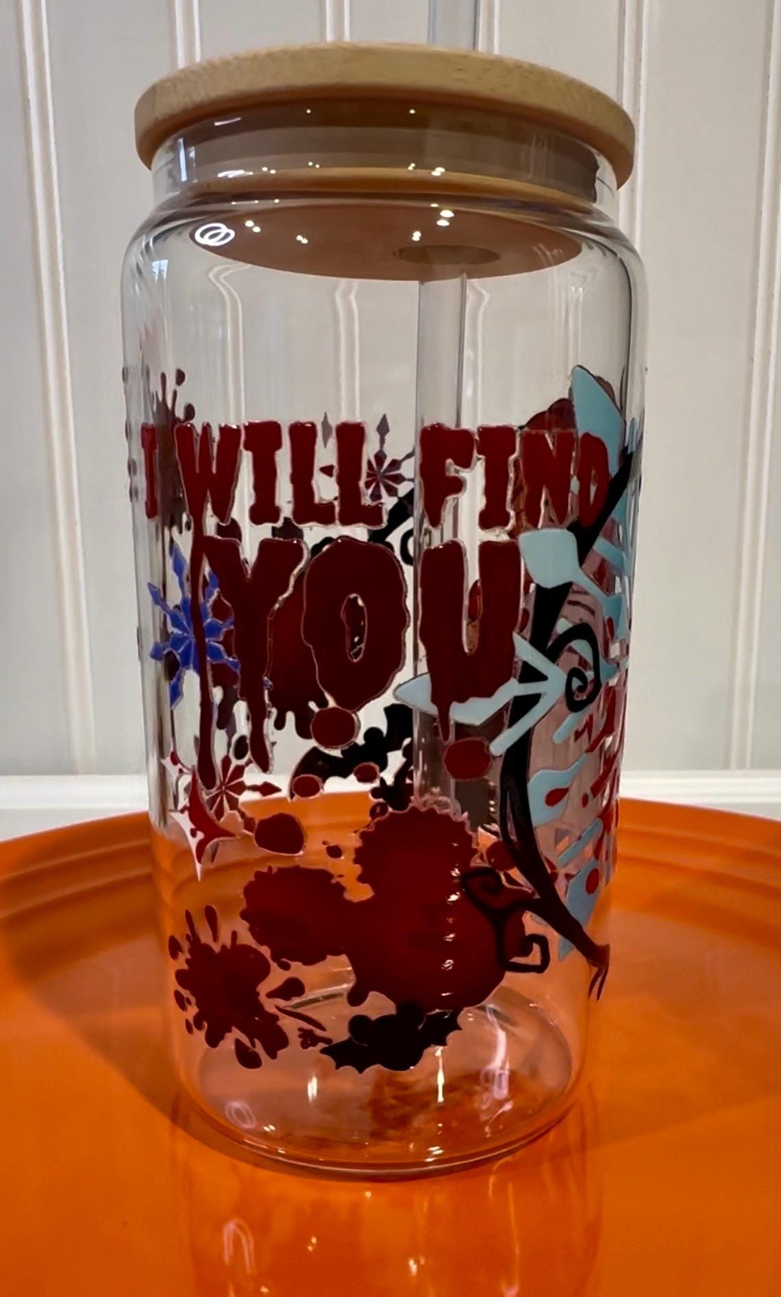 Princess Halloween, I Will Find You Tumbler, Glass Can Tumbler