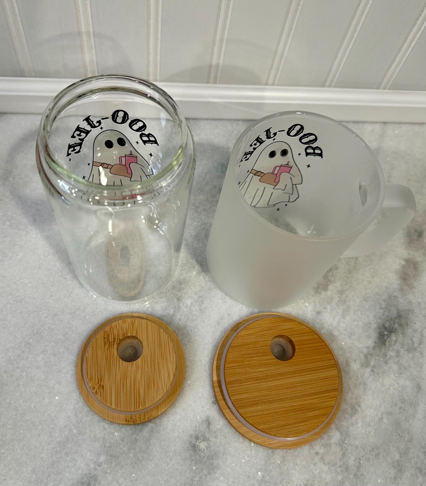 BOO-JEE Ghost Glass Can Cup or Coffee Mug