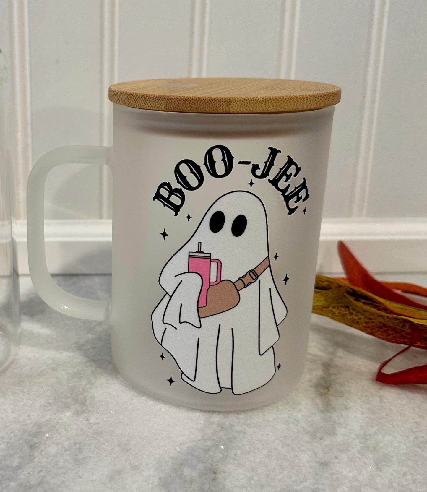 BOO-JEE Ghost Glass Can Cup or Coffee Mug
