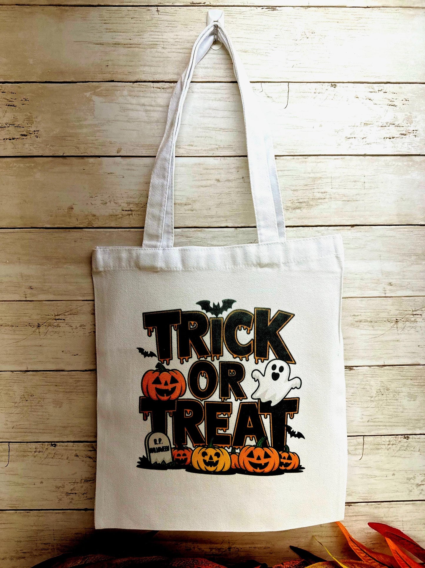 Halloween Trick-or-Treat White Canvas Tote