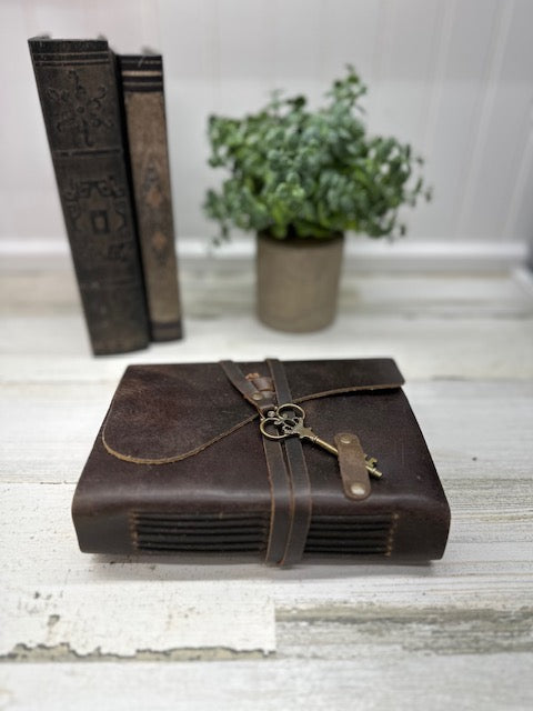 Vintage Leather Journal with Key Strap Closure