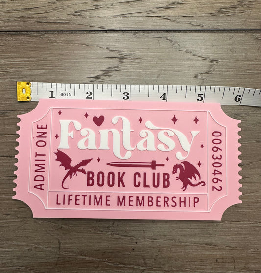 Fantasy Book Club Lifetime Membership Ticket Sign – Bookish Decor