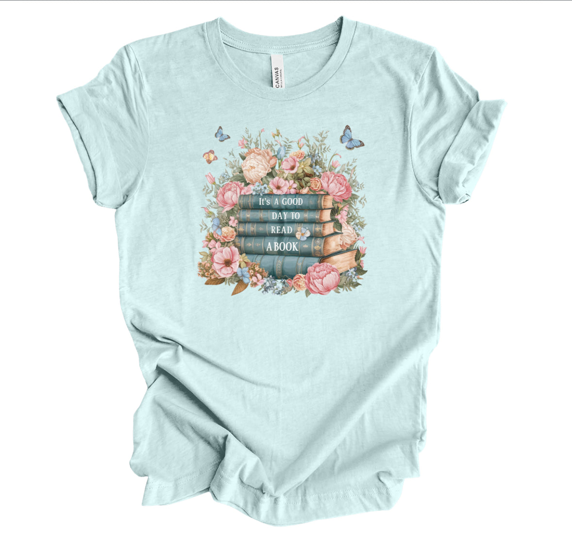 It’s a Good Day to Read a Book Tee | Floral Book Stack Shirt | Cozy Book Lover T-Shirt