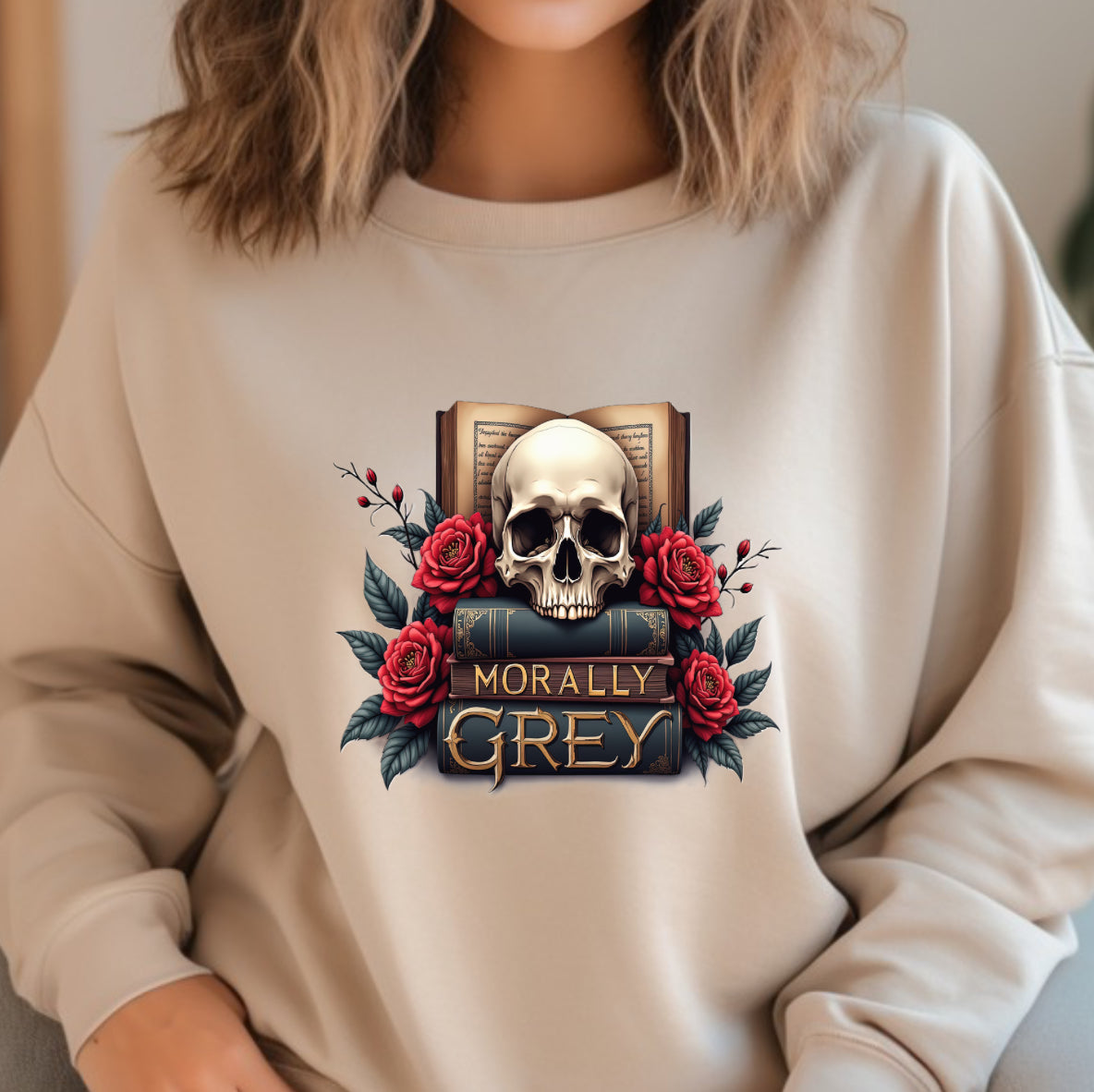Morally Grey Bookish Sweatshirt | Dark Gothic Reader Pullover