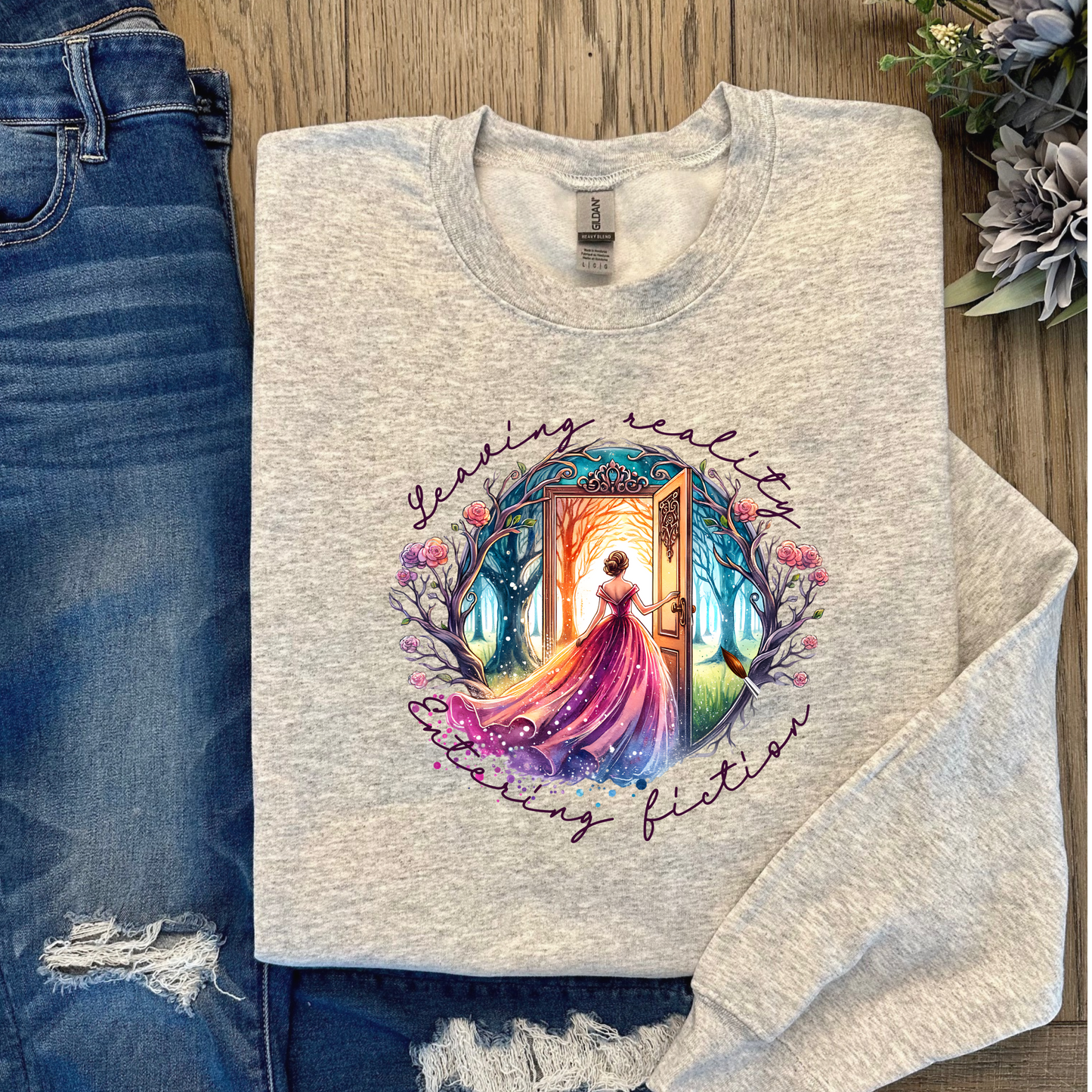 Leaving Reality Entering Fiction Sweatshirt | Fantasy Reader Crewneck | Bookish Cozy Apparel