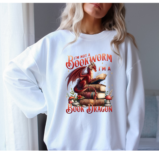 I’m Not a Bookworm I’m a Book Dragon Sweatshirt | Fantasy Book Lover Crewneck