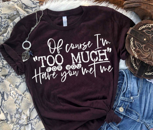Of Course I'm Too Much For You, Have You Met Me T-Shirt