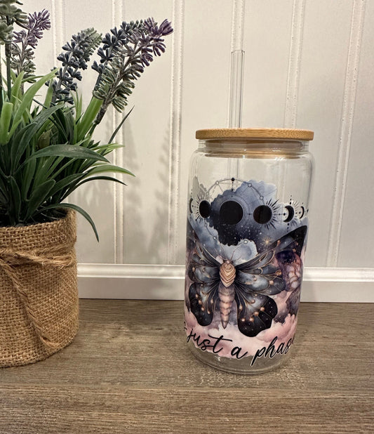 It’s Just a Phase Glass Can Tumbler, Custom Glass Tumbler