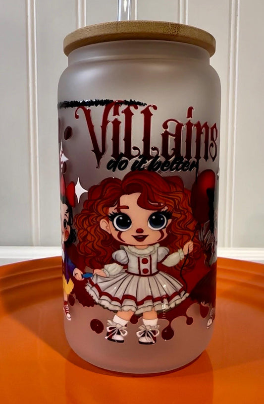 Princess Halloween, Villains Do It Better Tumbler, Glass Can Tumbler