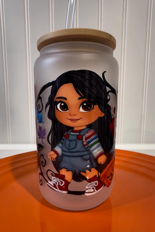 Princess Halloween, Wanna Play Tumbler, Glass Can Tumbler