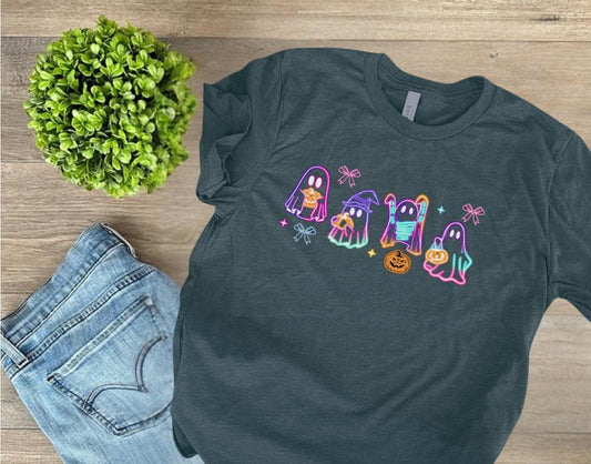 Neon Ghost T-Shirt, Spooky Cute Tee, Halloween Shirt