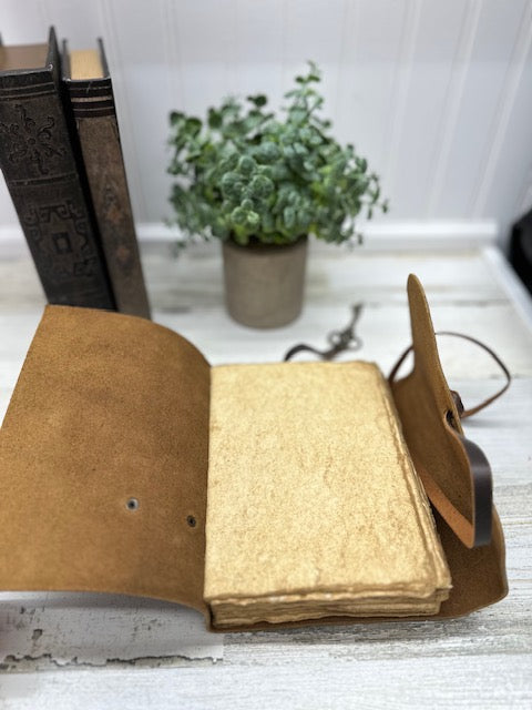 Vintage Leather Journal with Key Strap Closure