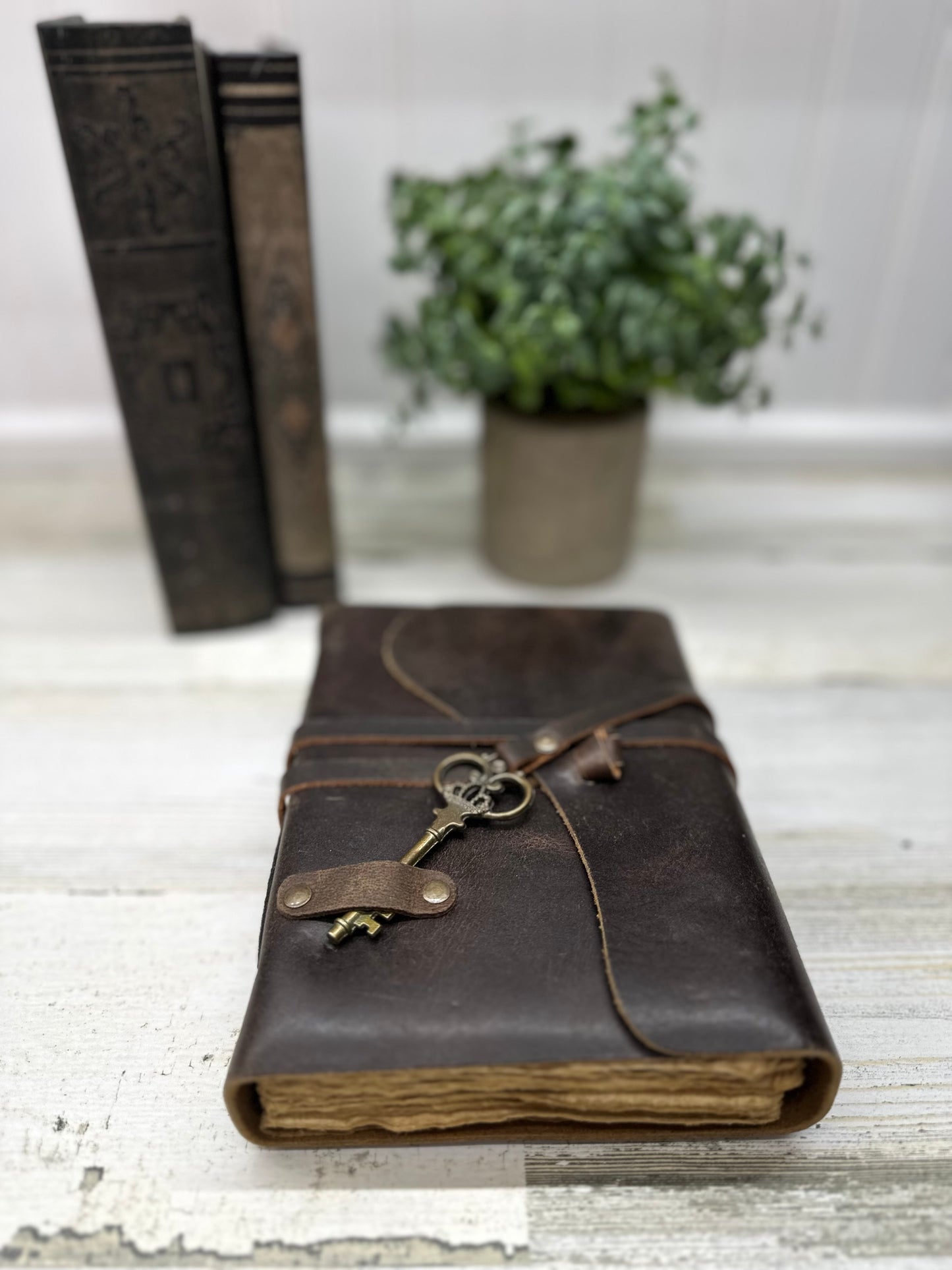 Vintage Leather Journal with Key Strap Closure